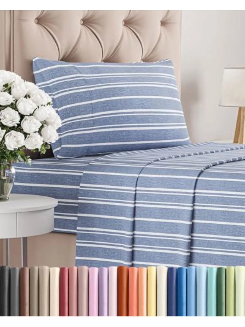 Blue Striped Sheet Set - Classic Coastal Style Twin